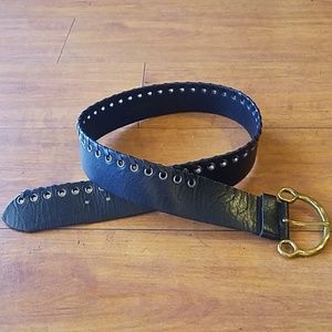 Linea Pelle Leather and Grommet Belt  Medium